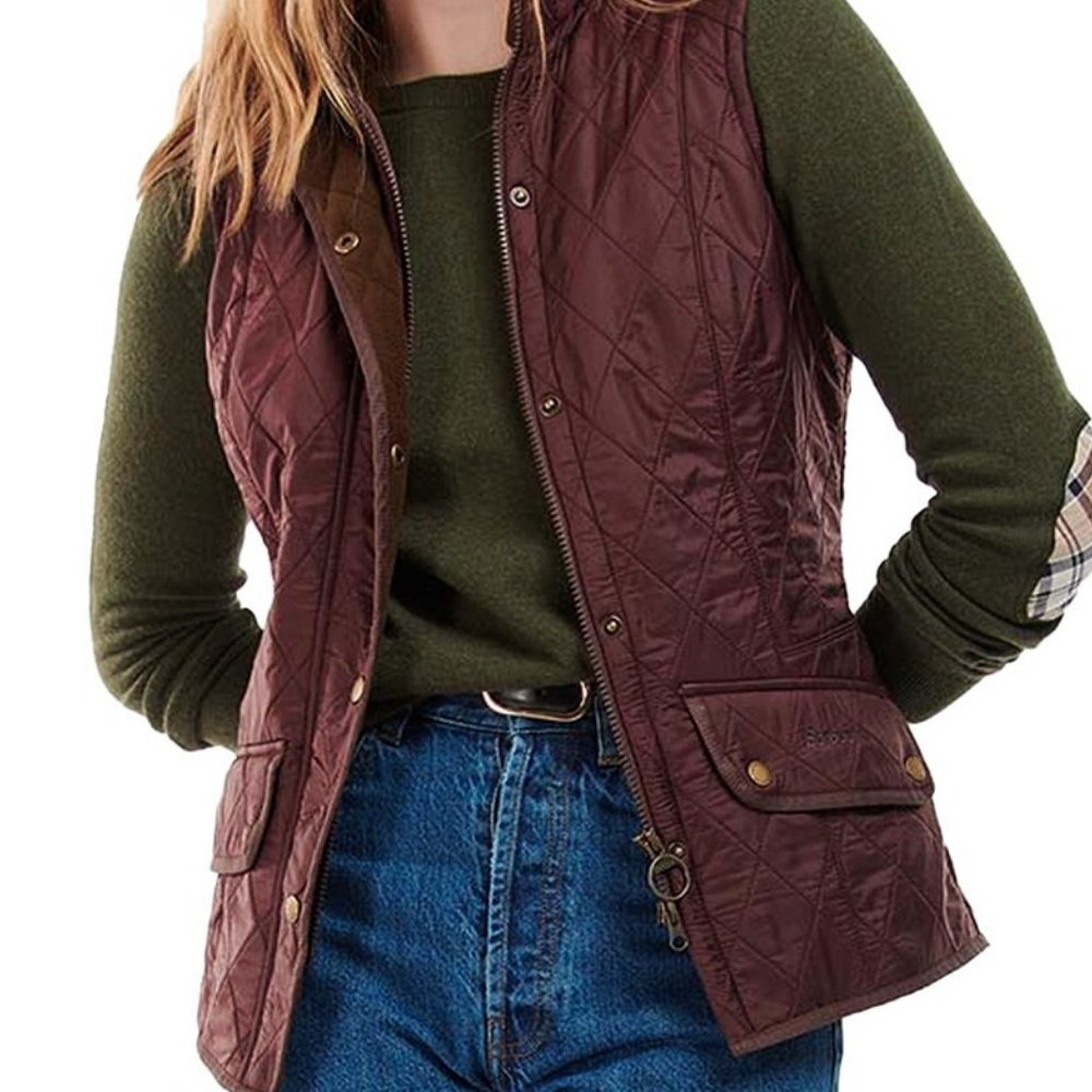 BARBOUR Cavalry Diamond-Quilted Gilet in Windsor Brown Tartan MSRP$200